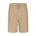 thumbnail image 3 of Plus Size Men Linen Shorts,Mens Cotton Linen Shorts Elastic Waist Drawstring Casual Summer Beach Yoga Short,Mens Linen Shorts Drawstring, 3 of 5