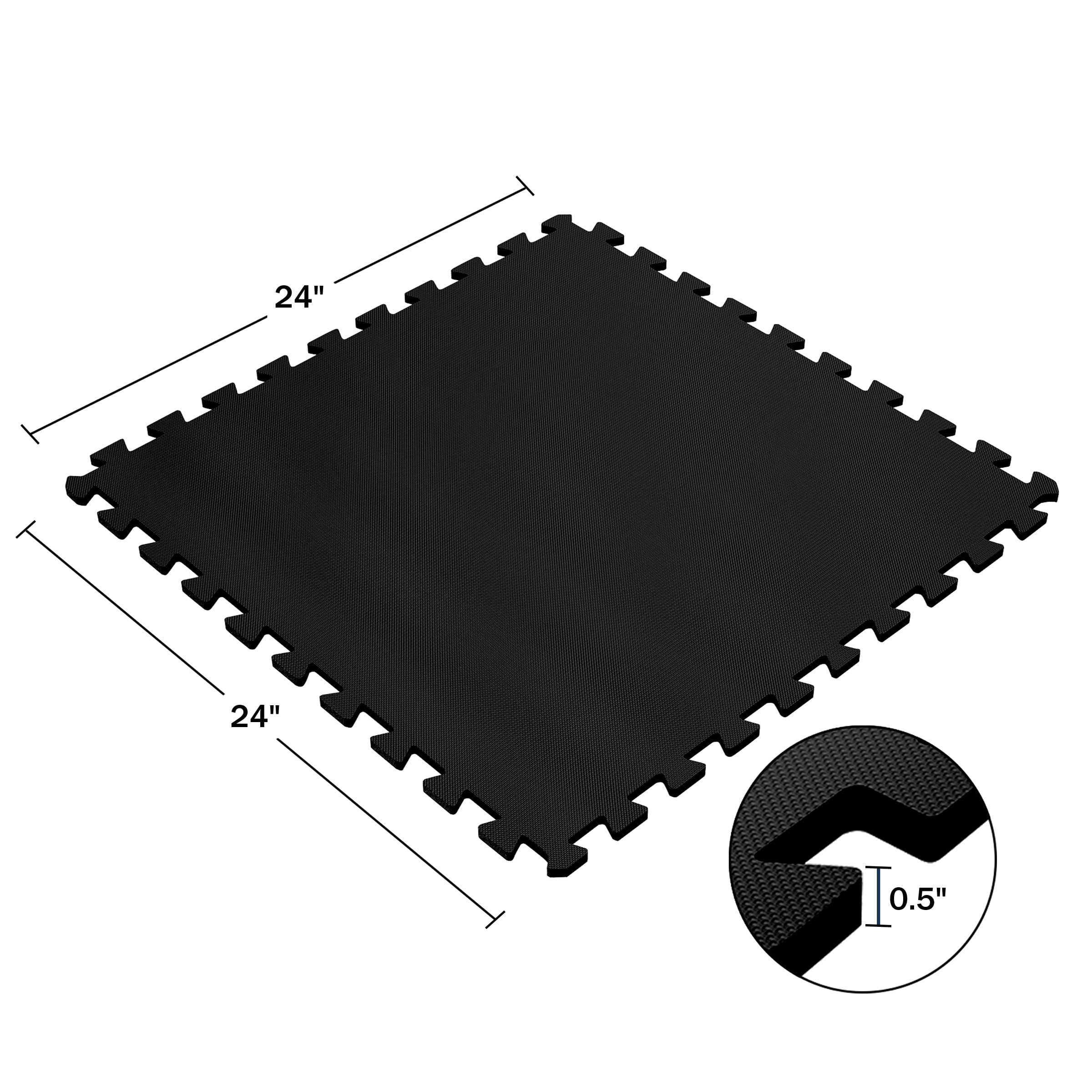 Stalwart EVA Foam Tiles 16-Pack - 64 SQ FT of Playroom or Gym Flooring, Black