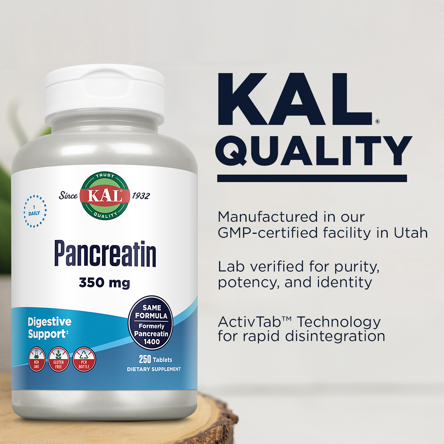 KAL Pancreatin 1400 | Pancreatic Enzymes Amylase, Protease & Lipase to Help Support Healthy Digestion of Carbs, Fats & Proteins | 250 Tablets - image 5 of 7