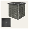 thumbnail image 3 of YYDSBNHH Wicker Side Table with 1.5" Umbrella Hole, Square Outdoor End Table with UV-Resistant Frame, Storage Space, Mixed-Gray, 3 of 9