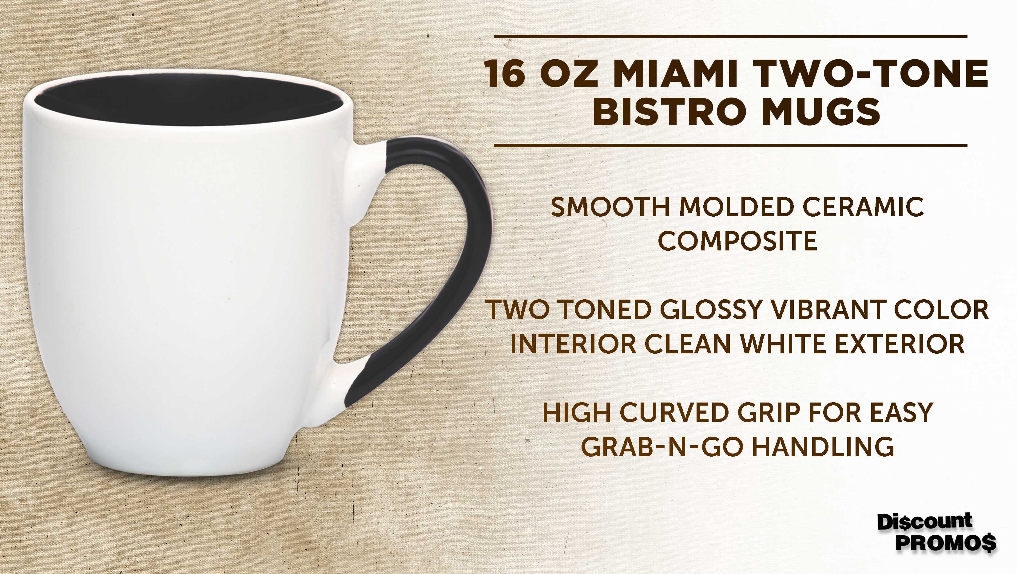 Bistro Style Large Coffee Mugs 16 oz. Set of 10, Bulk Pack - Perfect for Coffee, Tea, Espresso, Hot Cocoa, Other Beverages - Black