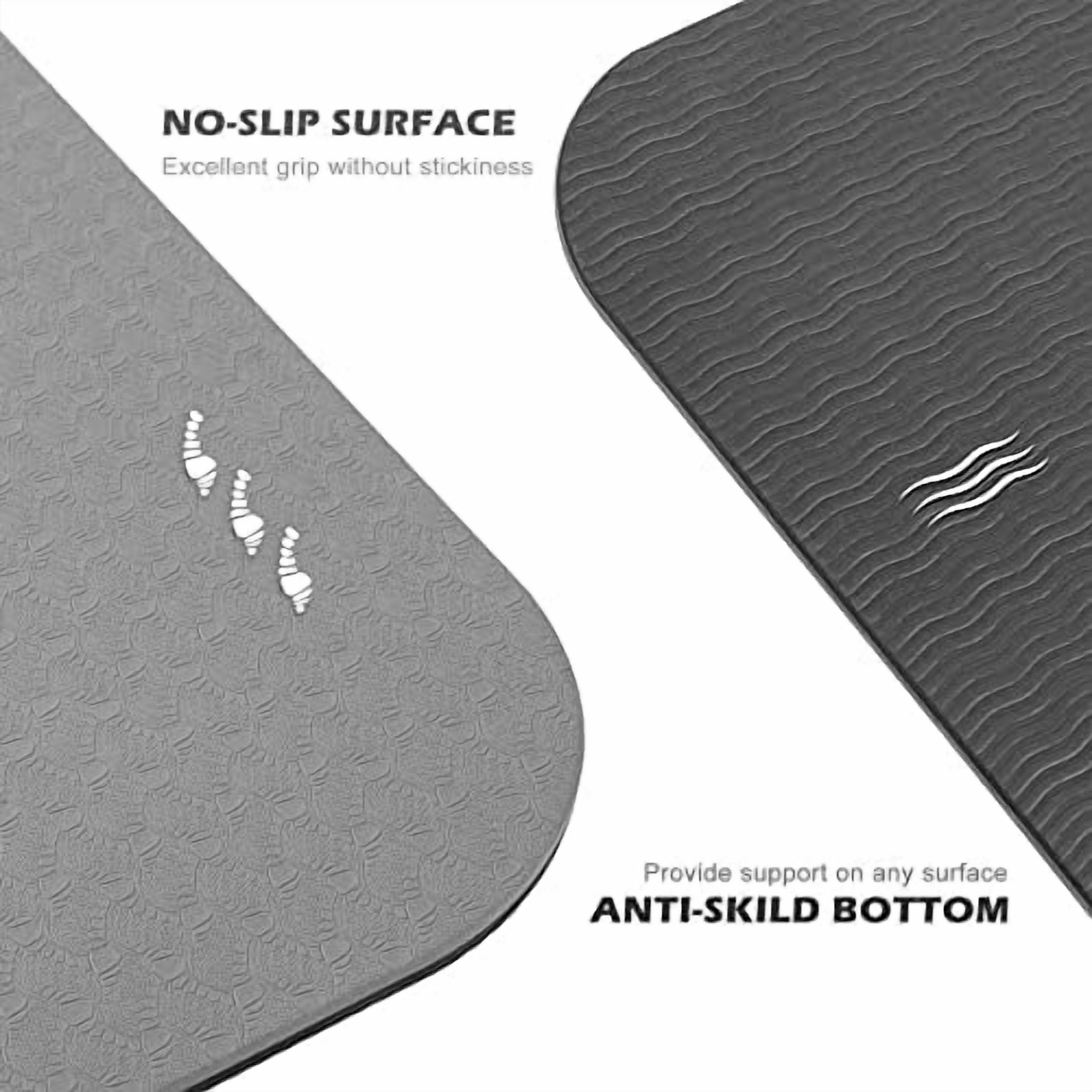 Yoga Mat Non Slip, Pilates Fitness Mats, Eco Friendly, Anti-Tear 1/4" Thick Yoga Mats for Women, Exercise Mats for Home Workout with Carrying Sling and Storage Bag Jet Black & Glacier Gray,72"x24"