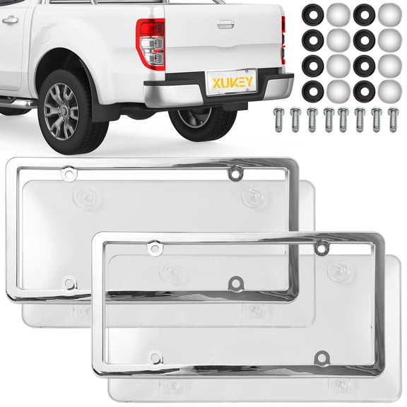 2x Clear License Plate Tag Frame Covers Bubble Shields Protector for Car-Truck