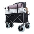 thumbnail image 2 of LuckyNote 2-Piece Foldable Wagon Set, Heavy-Duty 500lb Capacity Beach Cart with 9" Pneumatic Tires & Compact 225lb Utility Wagon with 6" Swivel Wheels for Camping/Gardening, 2 of 10