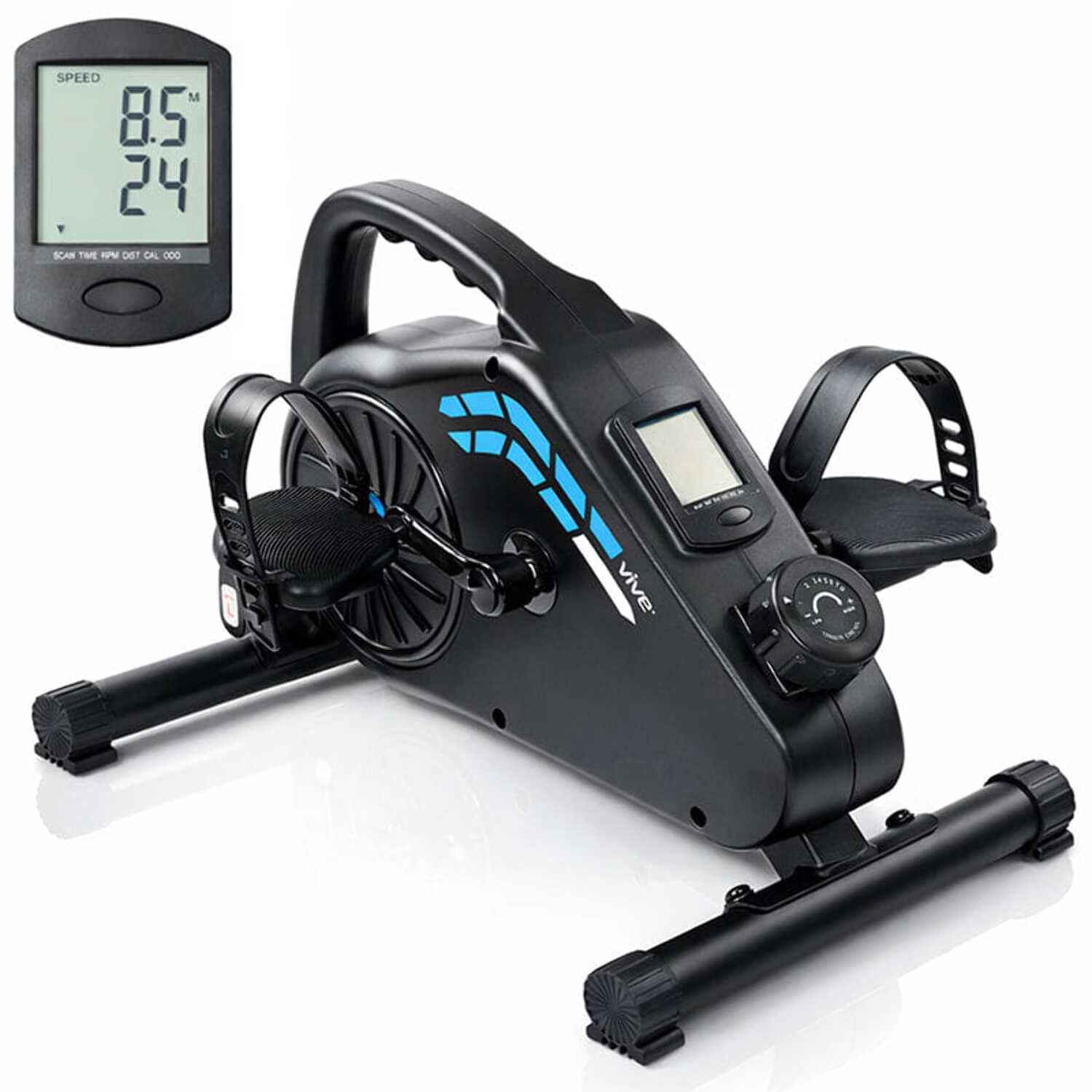 Vive Under Desk Bike Pedal Exerciser – Magnetic Desk Cycle for Arm & Leg Exercise, Portable Seated Stationary Bike for Home & Office