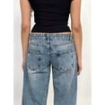 thumbnail image 5 of Women Baggy Jeans Mid-Low Waist Boyfriend Streetwear Vintage Jeans Wide Leg Denim Pants 12176 Light Blue XS, 5 of 8