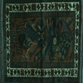 thumbnail image 1 of Ahgly Company Machine Washable Indoor Square Persian Turquoise Blue Traditional Area Rugs, 6' Square, 1 of 4