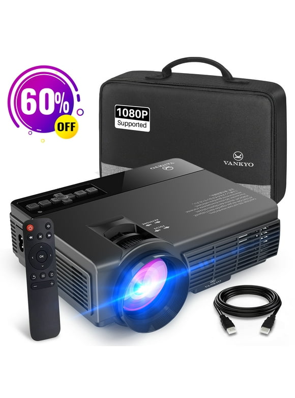 VANKYO Leisure 3 1080P Supported Mini Projector with 65000 Hours Lamp Life, LED Portable Projector Support 200'' Display, Compatible with TV Stick, PS4, HDMI, VGA, TF, AV and USB