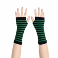 thumbnail image 2 of Unique Bargains 1 Pair Fingerless Gloves Knit Stripes Fashion Gloves Black, Green, 2 of 5