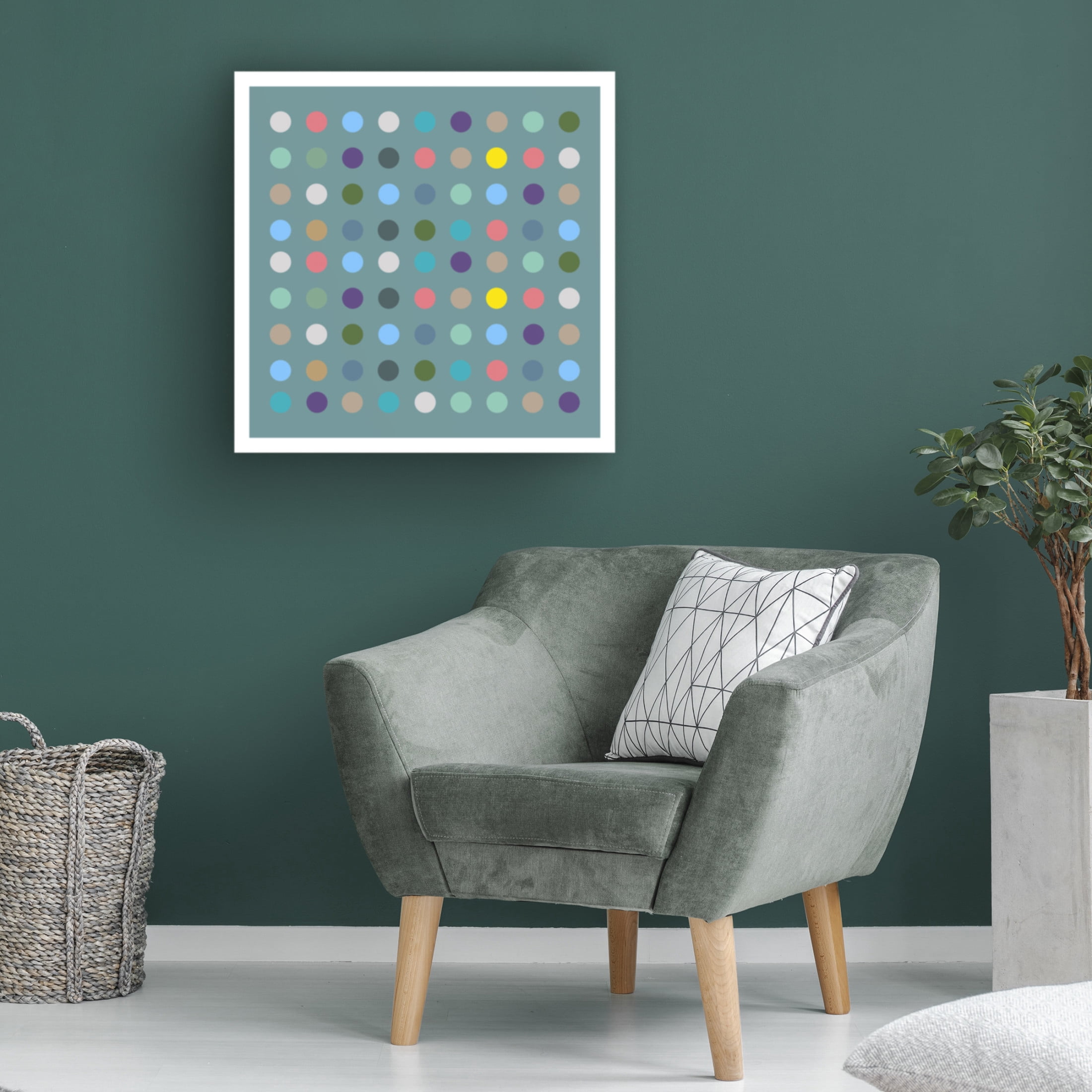 Canvas Wall Art - Tom Quartermaine 'Colorful Polka Dots on Blue in Square' Wall Art for Living Room, Bedroom, or Office Décor by Trademark Fine Art - 24 x 24 Inches