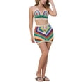 thumbnail image 2 of INSPIRAR CHIC Conjunto de bikini de 2 piezas con top de tirantes y falda mini de corte hueco para mujeres, conjuntos de ganchillo de playa de verano, multicolor, 2 of 6