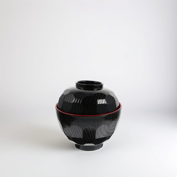 CATIEBYE Japanese Style Black Miso Soup Bowl and Spoon Set for Sushi Restaurants and Home Dining