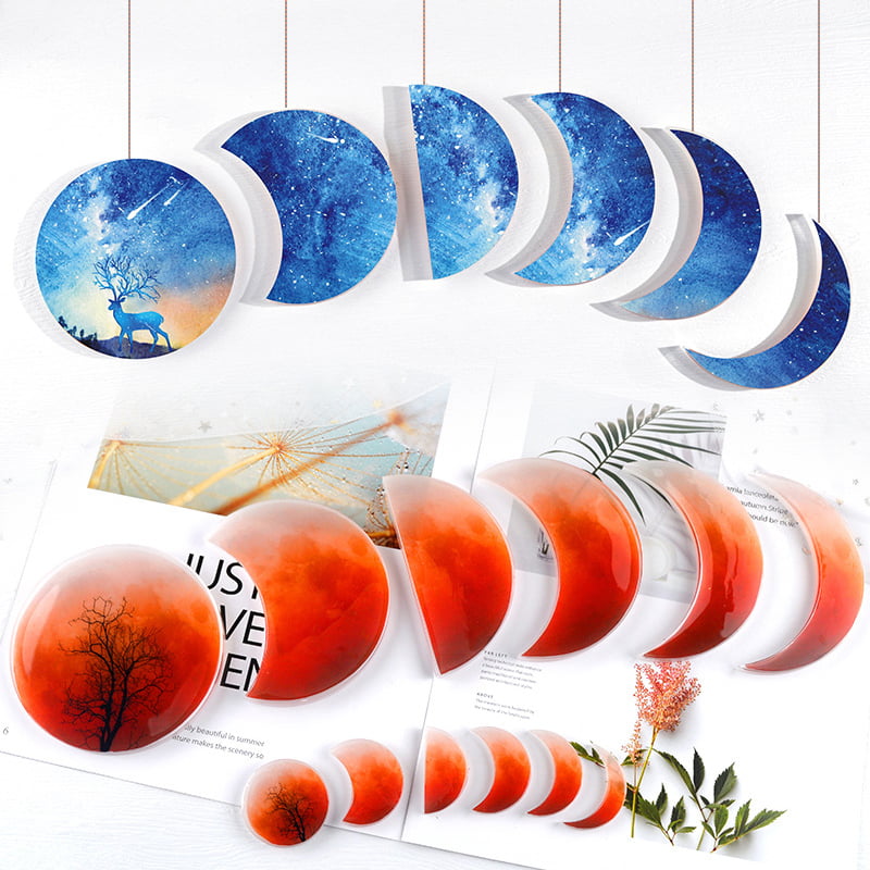 Galaxy Alcohol Ink Moon Phase Resin Tray