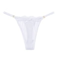 thumbnail image 1 of Aayomet String Thongs for Women en Dentelle Transparente Sans Couture (Blanc, m), 1 of 3