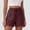 Wine, variant on BUIGTTKLOP Cotton Linen Cargo Shorts for Women Drawstring High Waisted Casual Shorts Wide Leg Lounge Shorts with Pockets