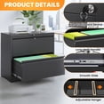 thumbnail image 4 of Riflevault 2-Drawer Lateral File Cabinet with Lock, Black Steel Filing Cabinet for Letter, Legal, A4 Documents, Anti-Tip Design, 4 of 9