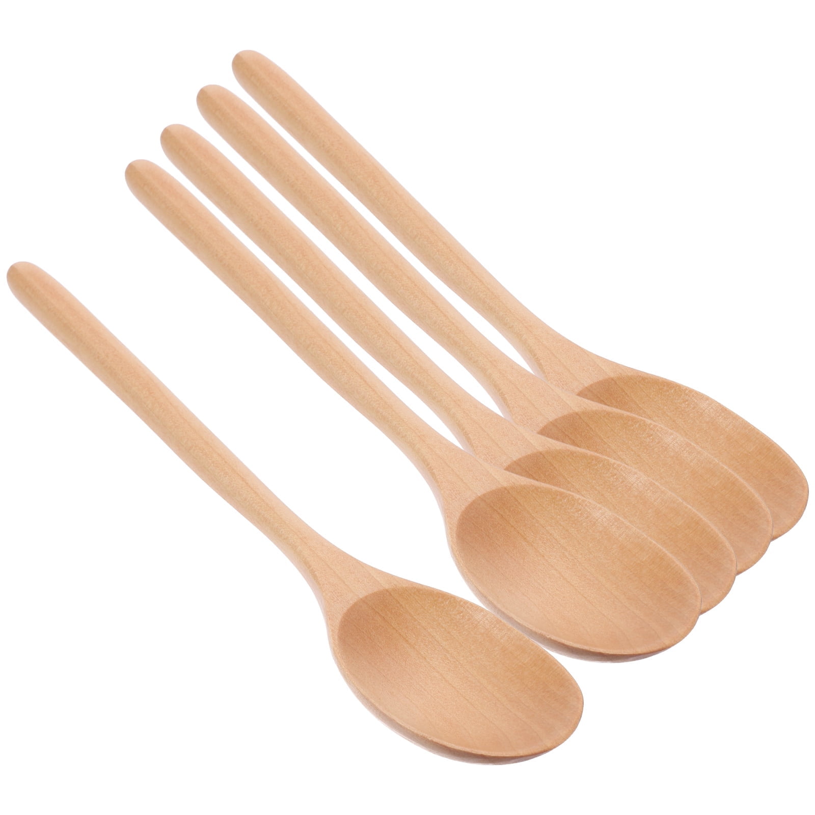6 Cucharas De Madera De Mango Largo (23,5 Cm) - Para Cocinar, Servir, Café, Miel, Sopa