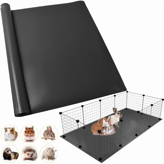 XIBUFE Waterproof Guinea Pig Bedding Rabbit Cage Liner, 18X79 1Pcs Black | Cut to Fit Cage,Rabbit Bedding,Hamster Cage Accessories for Rabbits, Hamsters, Gerbils, and Chinchillas, Easy to Clean
