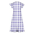 thumbnail image 4 of USNSM (6-15 Years) Middle and Older Children Girls Summer Short-Sleeved Floral Print Waisted Pockets Layered Dress Round Neck Dresses Purple 10-11Years, 4 of 5