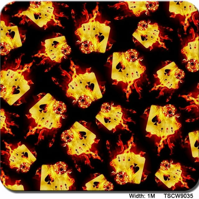 Film Hydrographique, Film d'Impression par Transfert d'Eau - Film Hydrographique à Trempage - Motif de Flammes - Haute Résolution, Film Hydrographique Graphique 1,0 Mètres Multicolore en Option, Facile à Utiliser