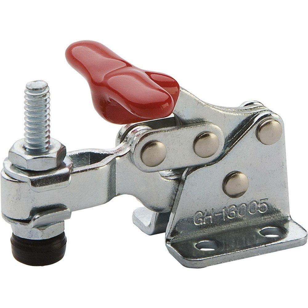 Small Toggle Clamp, Bottom of rubber clamp foot adjusts from level with mounting surface to 7/16