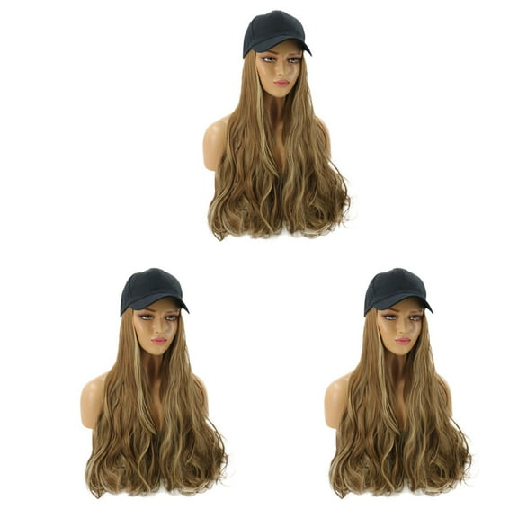 GOOHOCHY  3 Count Wig Cap Hat with Ponytail Attached Wigs Has Women's