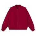 thumbnail image 2 of Swanpen Women's Jacket Bomber baseball jacket Zip Up Long Sleeve Casual Fall Coat Windbreaker with Pockets,Red, 2 of 4