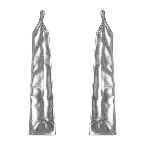 Guantes de charol elásticos, transpirables y antideslizantes para mujer para el escenario. plata