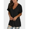 thumbnail image 5 of Womens Summer Tops Short Sleeve Casual Shirts Floral Tee Trendy Basics V Neck Plain Tshirt, 5 of 5