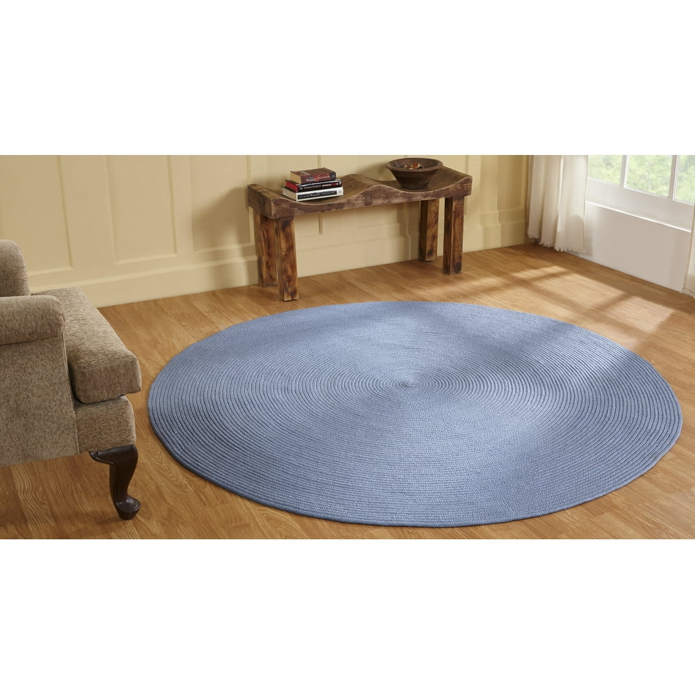 Better Trends Country Braided Rug 6' Round Light Blue Solid