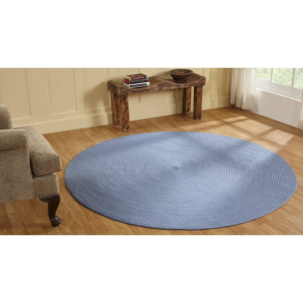 Better Trends Country Braided Rug 6' Round Light Blue Solid Walmart