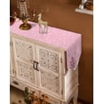 thumbnail image 5 of Table Runner Dresser Scarves Christmas Tree Cute Snowman Cotton Linen Burlap Table Cover Winter Snowflake on Pink Table Runners for Family Kitchen Dining Holiday Party Banquet Decor, 5 of 5