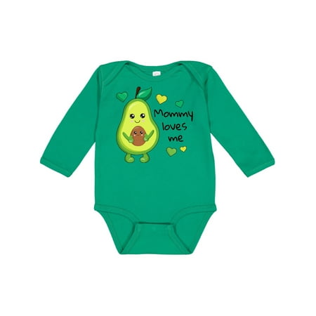 

Inktastic Mommy Loves Me with Avocado Baby and Green Hearts Gift Baby Boy or Baby Girl Long Sleeve Bodysuit