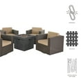 thumbnail image 2 of GDF Studio Venice Outdoor Wicker 5 Piece Swivel Club Chair and Gray Fire Pit Set with Cushions, Dark Brown and Beige, 2 of 7