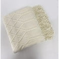 thumbnail image 3 of Fennco Styles Irregular Rhombus Diamond Knit Fringe Throw Blanket 50" W x 60" L – Ivory Geometric Woven Blanket for Couch, Bedroom and Living Room Décor, 3 of 6