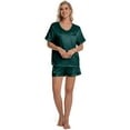 thumbnail image 3 of DAKIMOE Womens Pajama Set Silk Satin Pajamas Short Sleeve Sleepwear Matching Soft Loungewear 2 Piece Lounge Pjs Shorts Set S-XL, 3 of 7