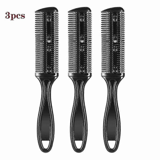 Hair Clipper Comb, Double Side Hair Cutting Trimmer Comb With Stainless Steel Blade, Pack Of 3 (black)
