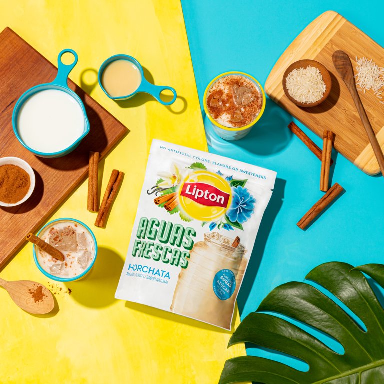 Lipton Aguas Frescas Drink Black Tea Mix, Horchata, Makes 10 Quarts