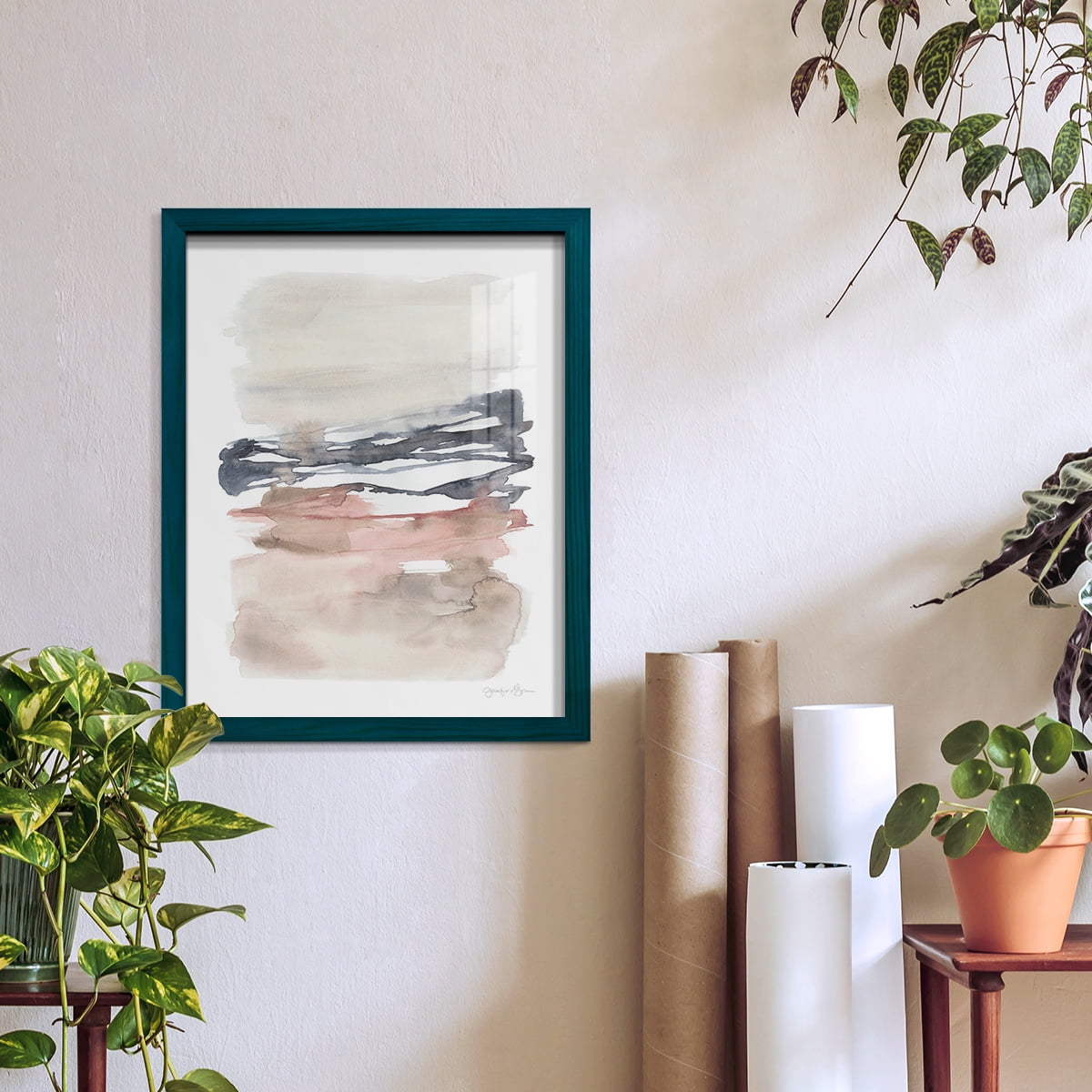 Tiered Horizon Line I -Framed Print w/glass-Ocean Blue