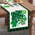 thumbnail image 2 of St Patricks Day Table Runner, 72 x 13 Inches Green Clover Print Woven Tablecloth, Waterproof Wipe Clean Fabric for Dining Table Kitchen Holiday Party Decor, 2 of 6