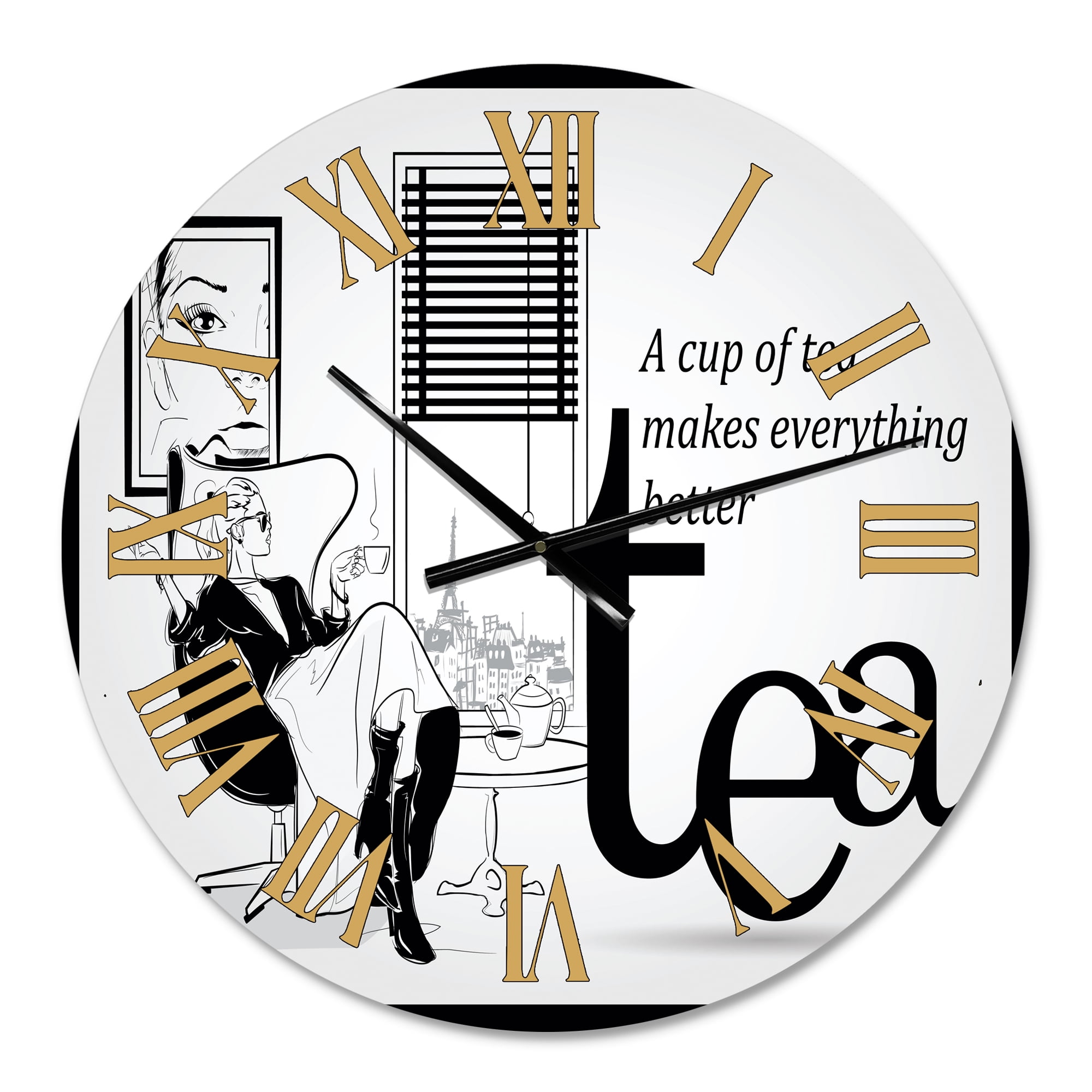Designart 1 in Quartz Vintage Wall Clock