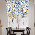 thumbnail image 4 of Watercolor Lake Tie Up Curtain 45 Inches Long, Blue and Yellow Floral Leaves Spring Plant Balloon Style Kitchen Window Curtain Over Sink, Small Window Rod Pocket Curtain 52"x45", 4 of 9