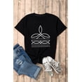 thumbnail image 5 of Women's Black Western Pattern Print Slim Fit Crew Neck T-Shirt, 5 of 7