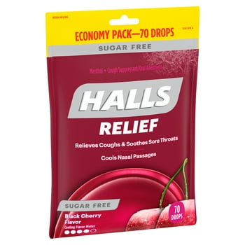 Halls  Sugar Free Black Cherry Flavor Drops Economy Pack, 70 count