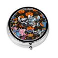 thumbnail image 1 of Pastillero redondo con diseño de punto de Halloween, con 3 compartimentos, portátil, para bolsillo o bolso, organizador de vitaminas y medicamentos de metal decorativo, 1 of 6