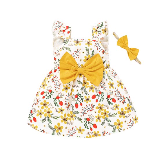 LAPAKIDS Infant Toddler Baby Girls Sleeveless Floral Party Swing Dress 6-9 Months