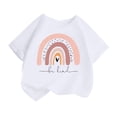 thumbnail image 1 of Chemises Filles Enfants Mode Imprimé Col Rond Manches Courtes Tee Été Mignon Décontracté Hauts Filles Blanc 2 Ans-4 Ans, 1 of 4