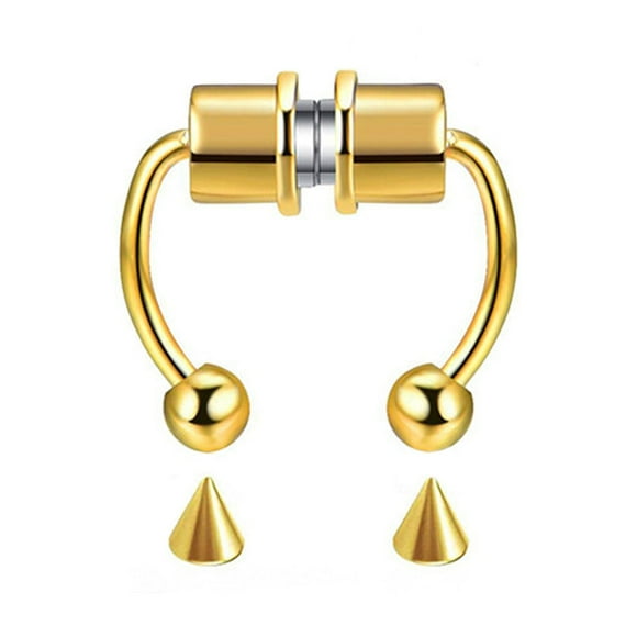 stanreset Nose Ring Stainless Steel Decoration Nose Horseshoe Nose Ring Pin Horseshoe Body Piercing Nasal Hoop Jewelry, Gold