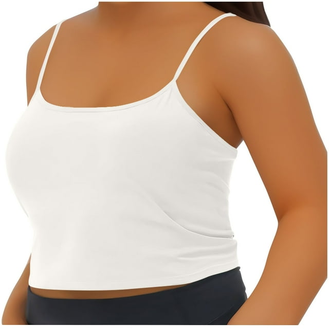 Yuyuzo Camisoles Grande Taille avec Soutien-Gorge Intégré pour Femmes, Encolure Dégagée, Sport, Extensible, Bretelles Spaghetti, Court