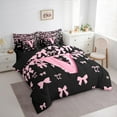thumbnail image 3 of jejeloiu Initial Letter V Twin Bedding Sets 7-Piece,Kawaii Bow Bowknot Bedding Comforter Set,Light Pink Black Sets For Girls,Breathable Bedroom Decoration Reversible, 3 of 8